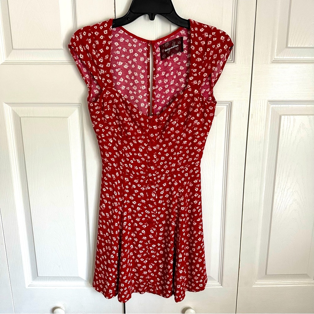 Reformation Red Floral Mini Dress - Picture 2 of 11